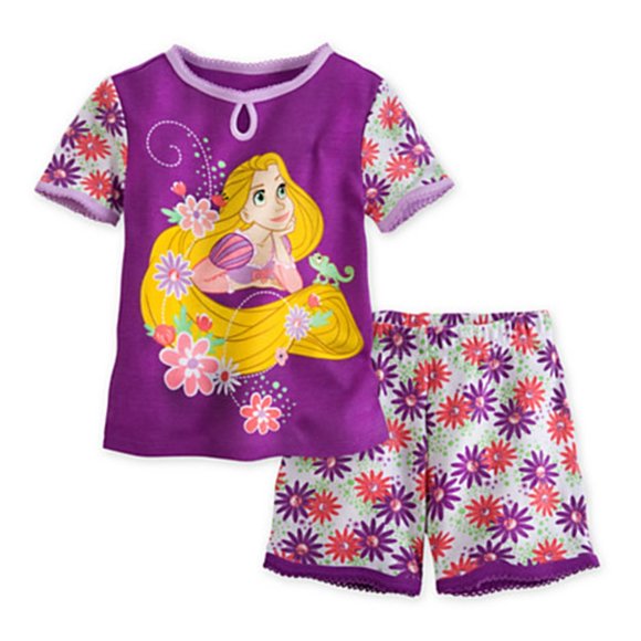 Disney Store Rapunzel Tangled Short & Shirt Pajama Set NWT - Picture 1 of 8